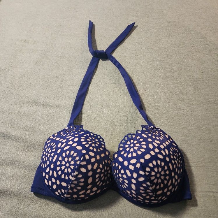 Shade & Shore Halter Tie Padded Push Up Bikini Top 34D
