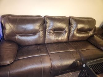 Brown leather sofa