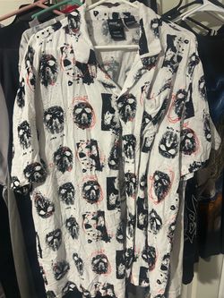 Friday the 13th Jason Voorhees Men's 2XL Button Up Shirt Horror Mask Rayon