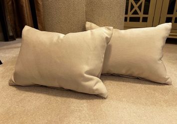 New Set of 2 Beige Lumbar Throw Pillows