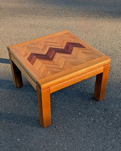 Vintage Mid-century Solid Oak Square Side Table