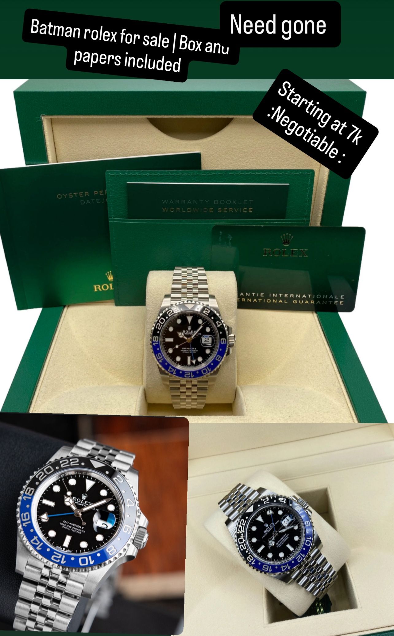 Batman rolex for sale | Box and papers included