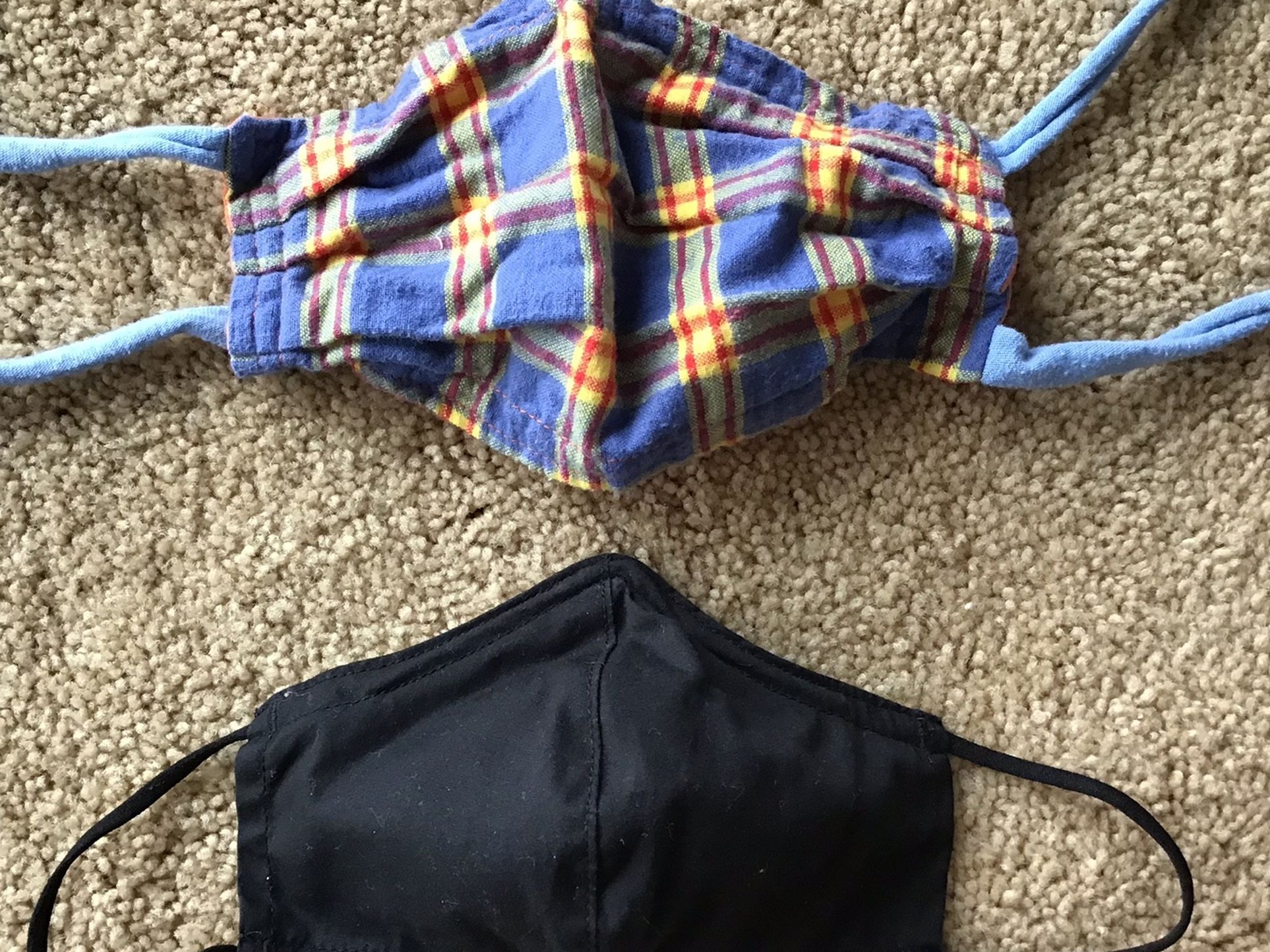 LOT 2 NEW HANDMADE 2-LAYER CHILDRENS KIDS BOYS GIRLS FABRIC FACE MASKS COVID-19 PROTECTION