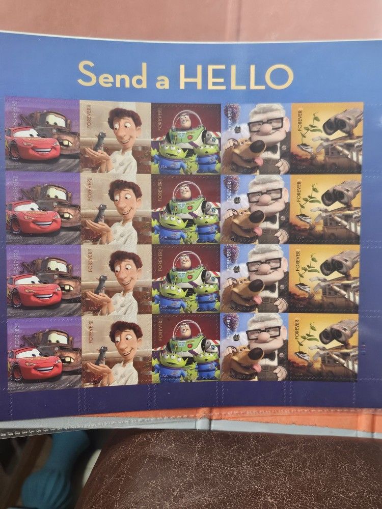 Disney Pixar Postage Stamps ( Send A Hello Sheet )