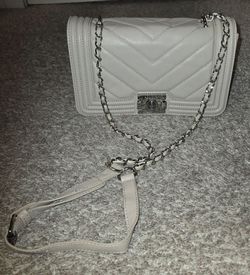 Badgley Mishka Light Grey Chevron Quilted Bag