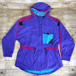 Vintage SKYR 90s Retro Gore-Tex Ski Jacket L Purple Colorblock Lightweight