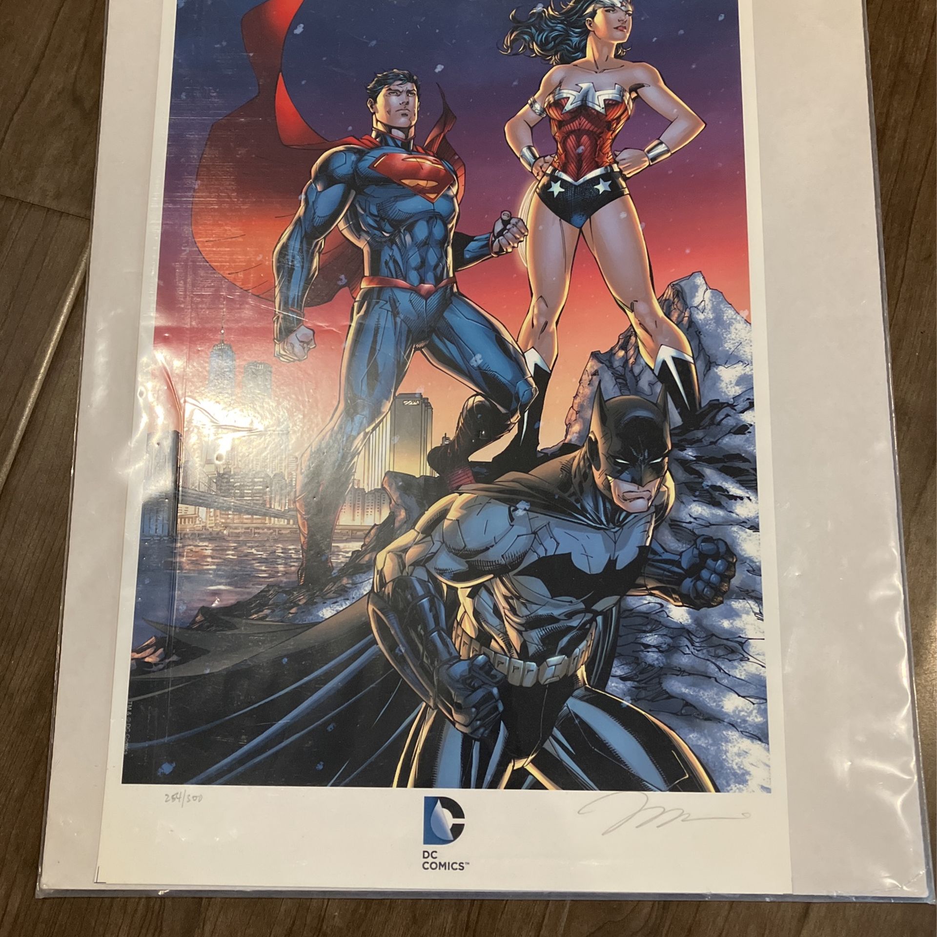 スーパーマン アートプリント Jim Lee サイン入り Jim Lee Signed Superman Batman Wonder Woman Print - Exclusive
