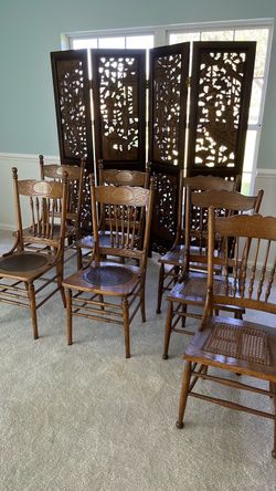 Antique solid oak dining chairs