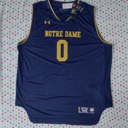 Men's XL EG Under Armour #0 Navy Notre Dame Fighting Irish Basketball Jersey