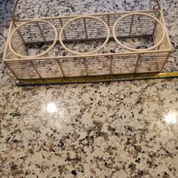 Vintage White Wrought Iron Bottle Holder