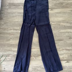 Long High Waist Blue Trousers 