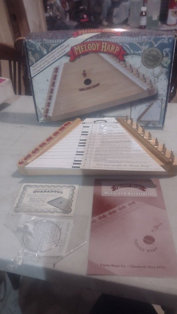 Melody Harp by Trophy Music Co. With Tuning Instructions & 12 Music Sheets.