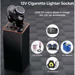 RoyPow 30W PD Portable Charger with 12V/10A Cigarette Lighter Socket, 86.58Wh USB C Laptop Power Bank, 18W QC& 12V DC External Battery Pack, Perfect f