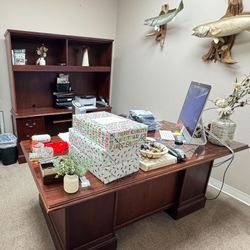 Wooden Desk and Hutch 