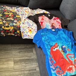 Disney Theme Scrub Tops (L)