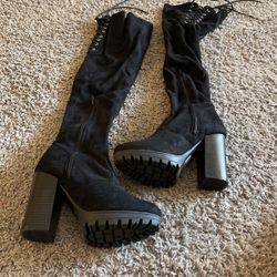 Black Thigh High Boots Size 5.5