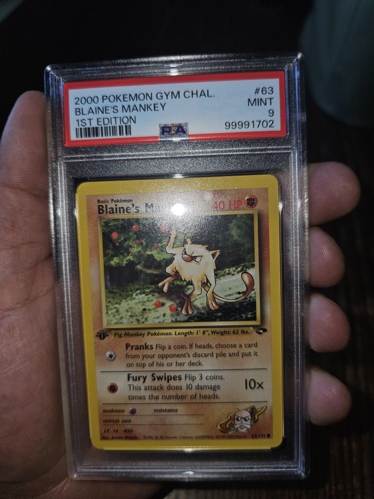 Blaine's Mankey 1st Edition PSA 9