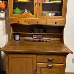 Antique Possum Belly Farmhouse Bakers Kitchen Hoosier Cabinet