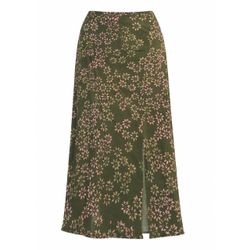 Vintage JH Collectibles Women Olive Green Floral Maxi Boho Cottagecore Skirt