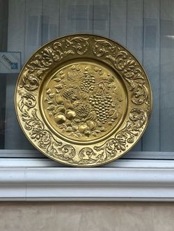 Vintage very big  Brass Fruit Tray Wall Hanging