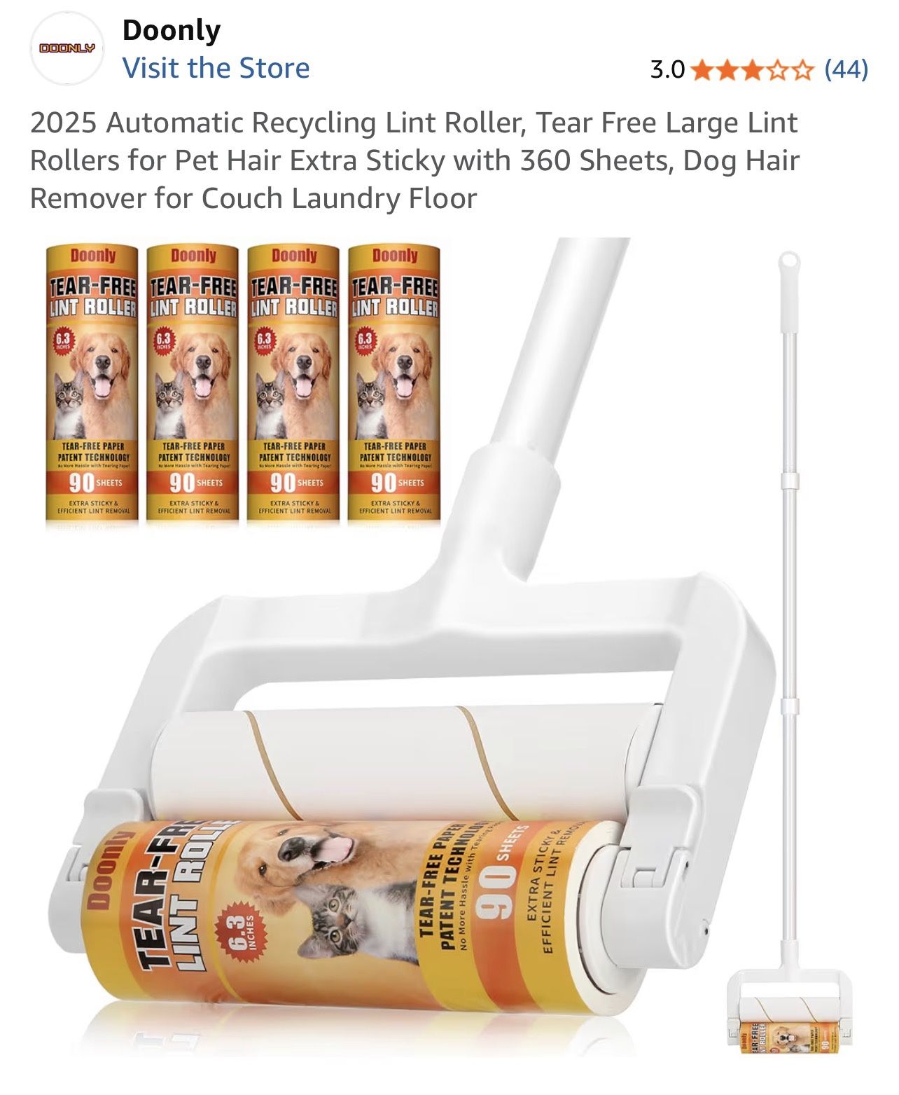 Automatic Recycling Lint Roller Adjustable Stick