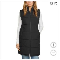 Eddie Bauer Ladies Long Hooded Puffer Vest 