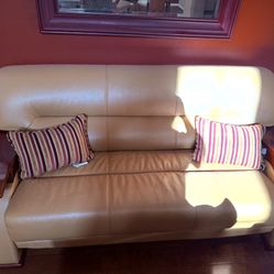 Tan Couch $150 Glass Coffee Table $50 