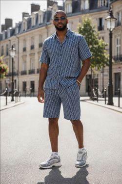 Dior Oblique Short Sleeve Shirt and Shorts Set with B30 Sneakers