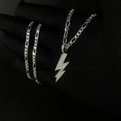Lighting Bolt .925 Sterling Silver Chain Set
