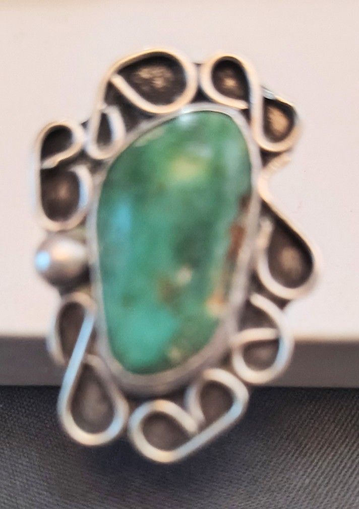 Vintage Silver Turquoise Ring Size 6