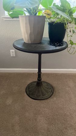 Restoration hardware metal table.