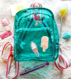 NEW Sun Squad Turquoise Transparent Kids Backpack