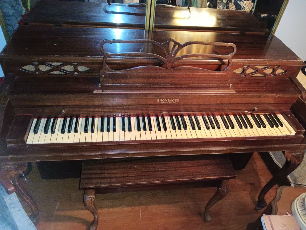 1950 Shoninger Upright Piano And Bench