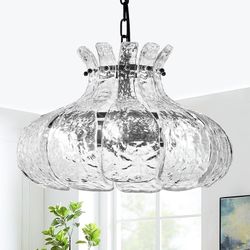 Rippled Glass Chandelier – Luxury Pendant Light Fixture