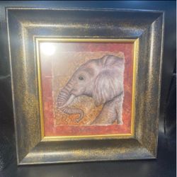 Framed Elephant/Zebra Wall Art (9x9”)