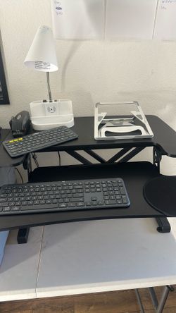 desk standup and keyboards-