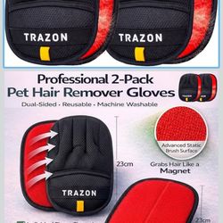 Pet Hair Removal Gloves 2 Pack