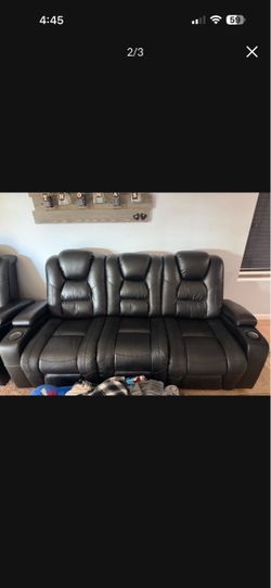 Black Leather Power Reclining Sofa