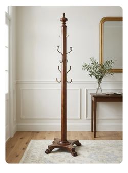 Antique Mahogany Hall Tree Coat Rack c.1(contact info removed) Lion Paw Feet Bronze Hooks 69"