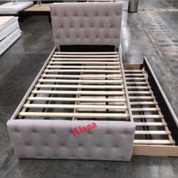 Twin Or Full Size Bed Frame With Twin Trundle (Mattress Sold Separately)