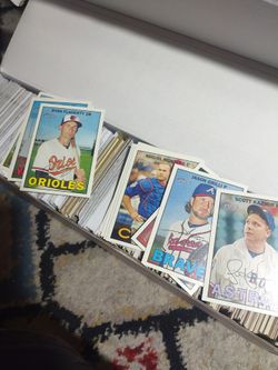 Box of football cards and baseball cards