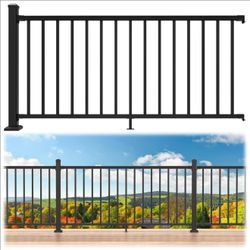Egadis 36 in. H x 6 ft. W Porch and Deck Railing Kit, Aluminum Railing Kit, Black Textured AAMA 2604 Powder-Coat Finish Modular Rail System for Outdoo