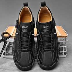 OJPO mens walking shoe Chukka boots handmade leather  adjustable slip on size 8