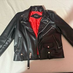 Straight To Hell Red And Black Leather Jacket 38(S)  
