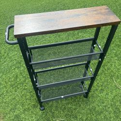 narrow, 4-tier rolling storage cart