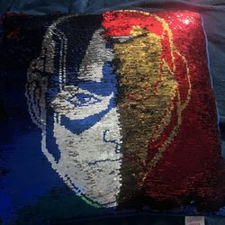 Marvel Sequin Flip Pillow Avengers Iron Man Captain America Blue/Silver/Red/Gold