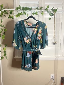 Abercrombie & Fitch A&F Japanese Robe Style Jumpsuit Romper Floral Green XS