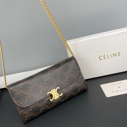 Celine Large Wallet Triomphe With chain