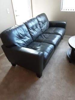Gray Leather Couch & Chair