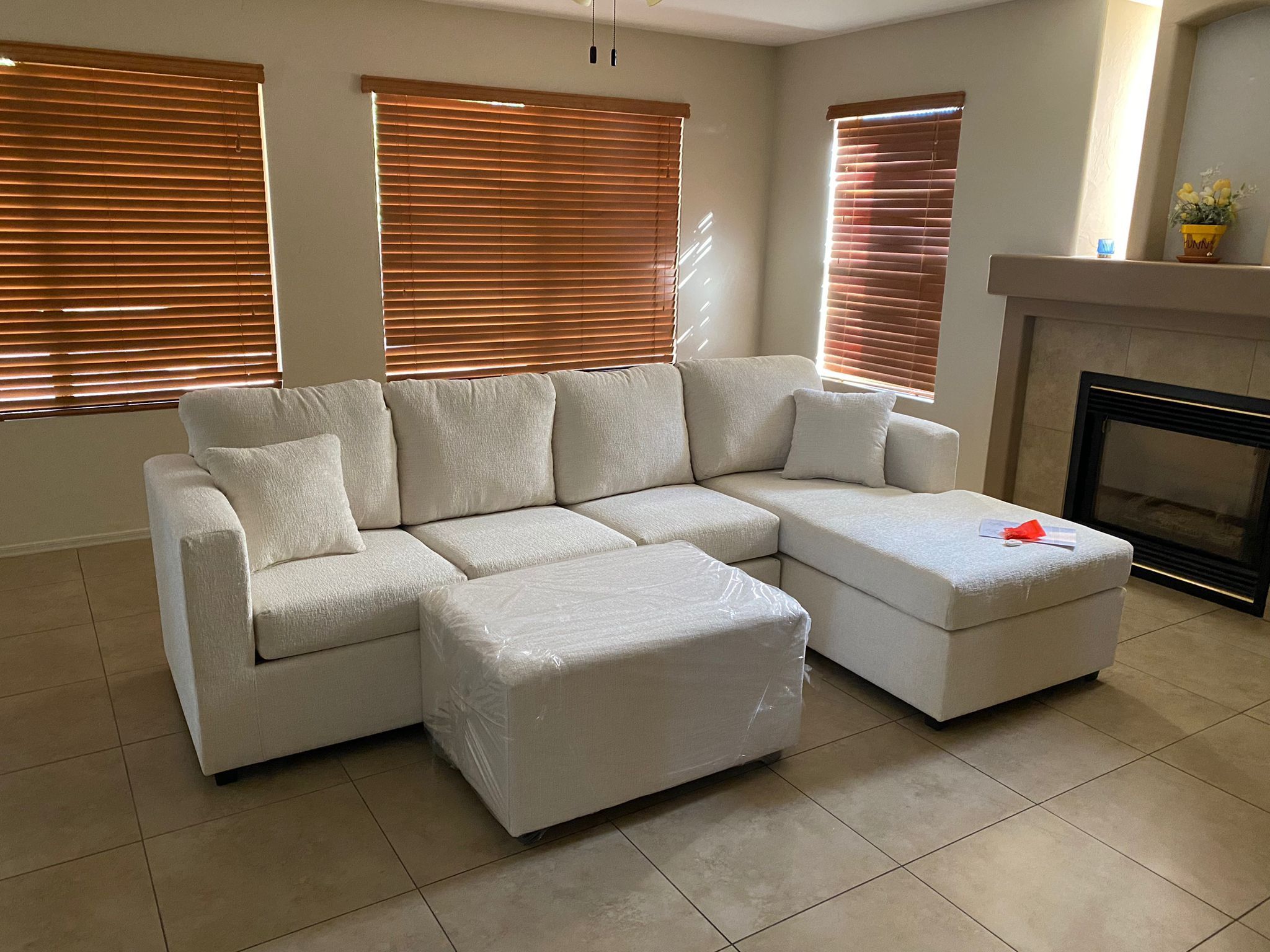 Brand New Cream Sectional With Free Ottoman